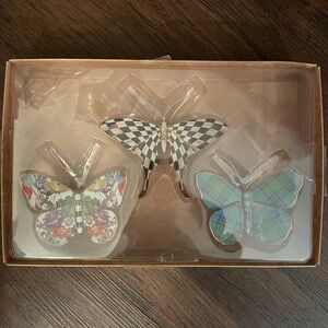 MacKenzie-Childs Pond Butterflies Trio Hanging Wall Decor Set of 3 NEW OPEN BOX